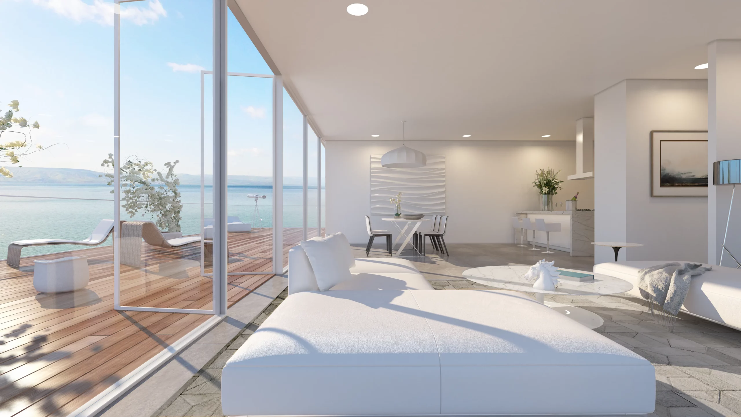 Lake-view apartment interior
